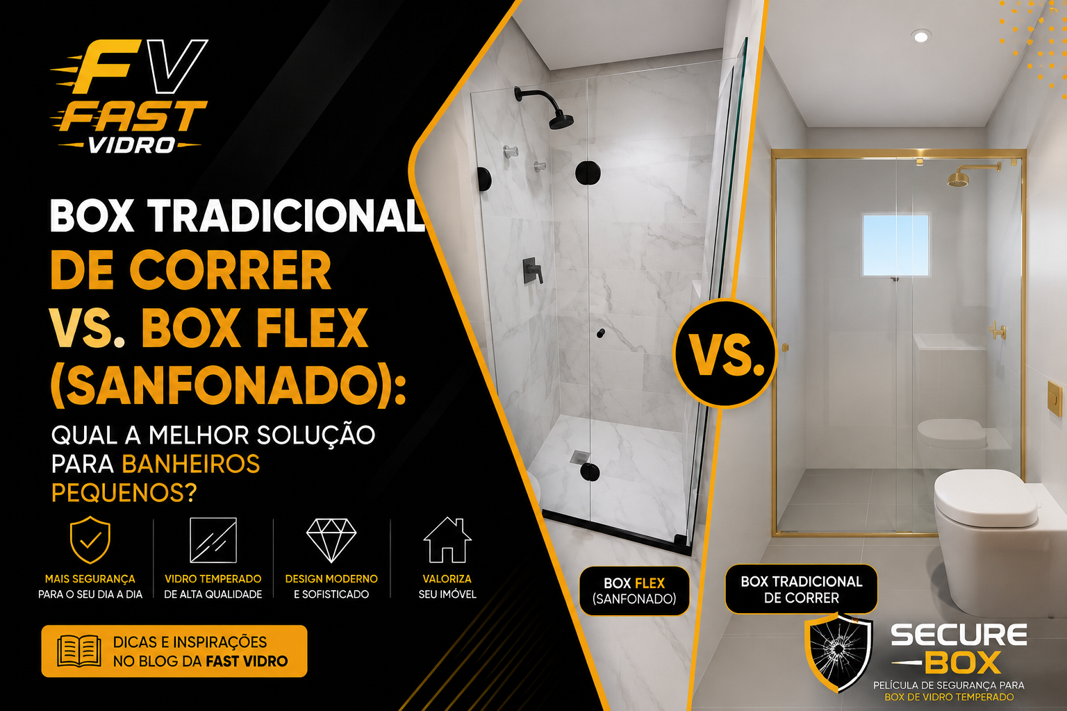 Box Tradicional de Correr vs. Box Flex (Sanfonado): Qual a Melhor Solução para Banheiros Pequenos?