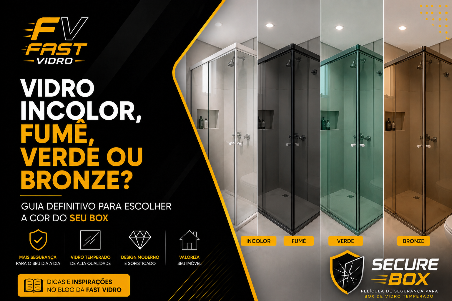 Vidro Incolor, Fumê, Verde ou Bronze? Guia Definitivo para Escolher a Cor do Seu Box