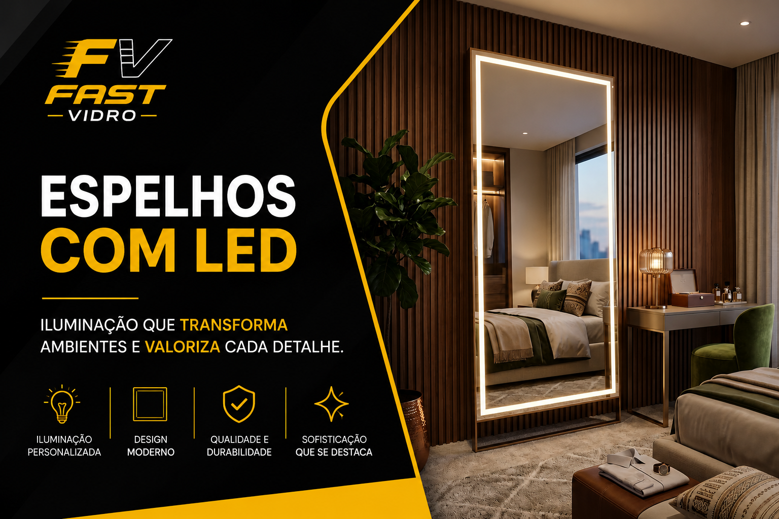 Espelho com LED Sob Medida: Como Escolher a Iluminação Perfeita para seu Banheiro