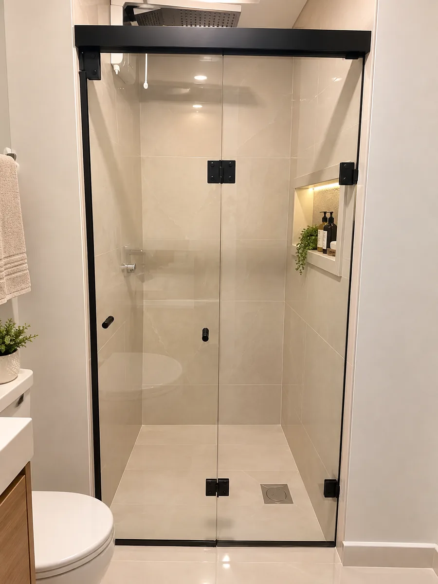 Box Articulado Incolor instalado em Mooca — projeto Fast Vidro 2